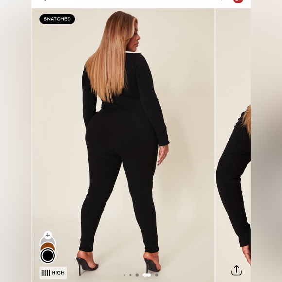 Fashion Nova Black Ribbed Long Sleeve Slim Jumpsuit - Picture 2 of 6